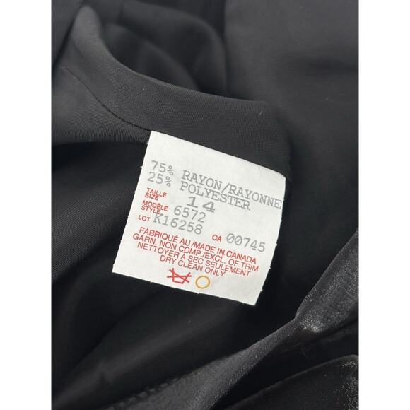 Vintage JS Collections Skirt Womens 14 Black 90s Satin A Line Flounce Lined Maxi - Picture 12 of 16